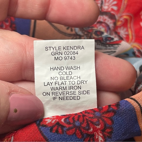 Fig & Flower Red Blue Sheer Popover Tunic Overlay Large Bohemian Lightweight - Picture 7 of 10